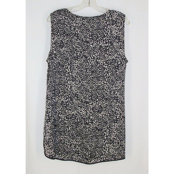 Lane Bryant Sleeveless Top  16 Tunic Silky Leopard Black White Spotted Hi Lo - Picture 4 of 7